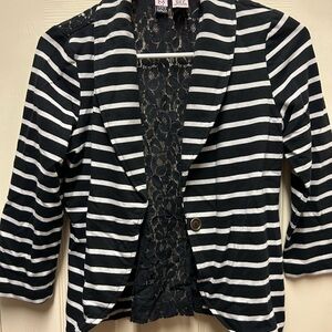 Love on a Hanger Striped Blazer in Black and White
